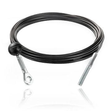 DQ-PP Stahlseil ummantelt mit Öse, Gewindebolzen und Ballstopper für Fitnessgeräte | 5 mm / 6,5 mm | 8m | 7x19 | Drahtseil | Kabel za teretanu | Schwarz | Fitnes | 800 cm