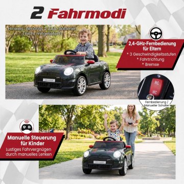 Northix 12V električni automobil za djecu, BMW Mini dizajn, crni, daljinski upravljač