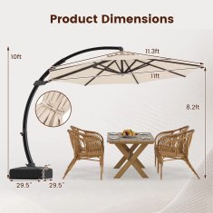 Northix Konzolni vrtni suncobran od 3,4 m, rotacija od 360°, bež