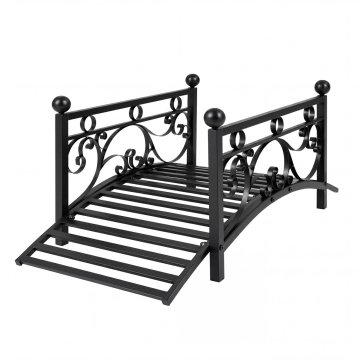 Northix Metalni vrtni most s ornamentima, crni, 40"