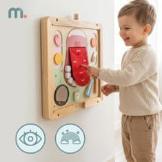 Mamabrum Drvena edukativna ploča za igru zubara sa zidnim okvirom - Montessori set za djecu od 18 mjeseci, fina motorika, higijena usne šupljine