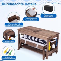 Northix Dječji drveni set za piknik sa suncobranom i jastucima