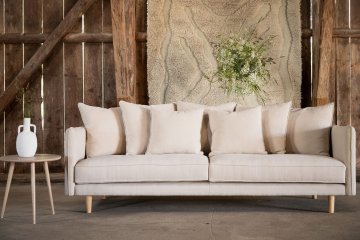 Venture Design AB Sofa 92x240x91 cm Bež, breza, pamuk, vlakno, lan, bor, poliester