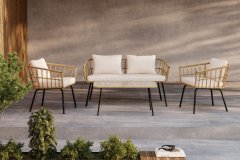 Venture Design AB Set za dnevni boravak 2 fotelje, sofa, stol, stol 95x50x45 cm, crni