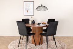Venture Design AB Set za blagovanje Bianca okrugli stol i Windu Lyx stolice Stol 110 cm Stolice 49x94x43 cm Orah Crna