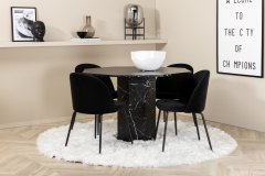 Venture Design AB Set za blagovanje Stol i stolice Marbs Wrinkles Stol 110x75 cm Stolica 50x79,5x49 cm Crna