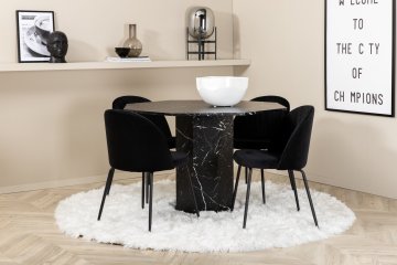 Venture Design AB Set za blagovanje Stol i stolice Marbs Wrinkles Stol 110x75 cm Stolica 50x79,5x49 cm Crna