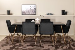 Venture Design AB Set za blagovanje Petra stol 75x190x90 cm stolica 60x87x57 cm crna
