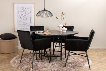 Venture Design AB Set za blagovanje Copenhagen Petra stol 140x74 cm stolica 60x87x57 cm crna