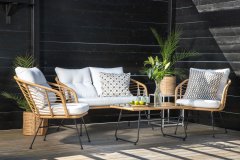 Venture Design AB Set za sjedenje, dvosjed i 2 fotelje s klupom za kavu, prirodni izgled