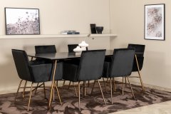 Venture Design AB Set za blagovanje Petra stol 75x190x90 cm stolica 60x87x57 cm crna