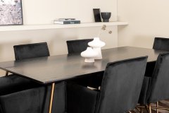 Venture Design AB Set za blagovanje Petra stol 75x190x90 cm stolica 60x87x57 cm crna