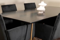 Venture Design AB Set za blagovanje Petra stol 75x190x90 cm stolica 60x87x57 cm crna