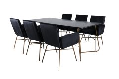 Venture Design AB Set za blagovanje Petra stol 75x190x90 cm stolica 60x87x57 cm crna