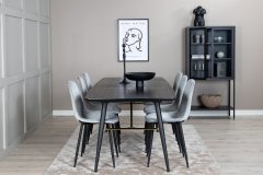 Venture Design AB Set za blagovanje stol i stolice 180x85x76 cm stol crno sivi