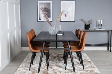 Venture Design AB Set za blagovanje Stol za produženje i stolica Polar 75x195x95 cm Crno smeđa