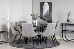 Venture Design AB Set za blagovanje okrugli stol 140 cm, stolica 66x88,5x50 cm, crna, svijetlo siva