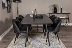 Venture Design AB Set za blagovanje s produžnim stolom 76x180x85 cm, stolica 57x76,5x50 cm, crna