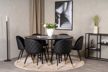 Venture Design AB Set za blagovanje Stol Copenhagen 140x74 cm Stolica 57x76,5x50 cm Crna
