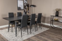 Venture Design AB Set za blagovanje stol i stolice zlatni, produživi, 76x180x85 cm, stol crni