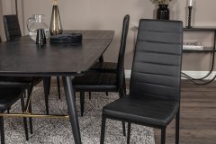 Venture Design AB Set za blagovanje stol i stolice zlatni, produživi, 76x180x85 cm, stol crni