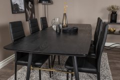 Venture Design AB Set za blagovanje stol i stolice zlatni, produživi, 76x180x85 cm, stol crni