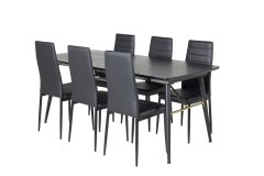 Venture Design AB Set za blagovanje stol i stolice zlatni, produživi, 76x180x85 cm, stol crni