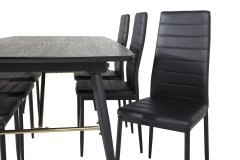Venture Design AB Set za blagovanje stol i stolice zlatni, produživi, 76x180x85 cm, stol crni
