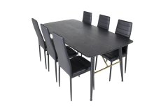 Venture Design AB Set za blagovanje stol i stolice zlatni, produživi, 76x180x85 cm, stol crni