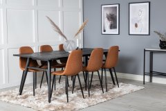 Venture Design AB Set za blagovanje Stol za produženje i stolica Polar 75x195x95 cm Crno smeđa