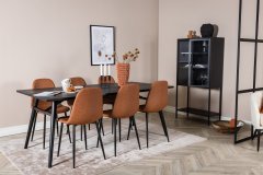 Venture Design AB Set za blagovanje Stol za produženje i stolica Polar 75x195x95 cm Crno smeđa