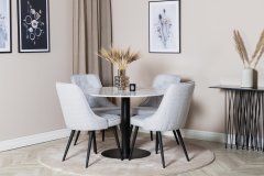 Venture Design AB Set za blagovanje Estelle stol 106x75 cm stolica 66x88,5x50 cm bijela siva