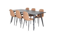 Venture Design AB Set za blagovanje Stol za produženje i stolica Polar 75x195x95 cm Crno smeđa
