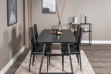 Venture Design AB Set za blagovanje Inca stol 75x160x85 cm stolica 48x98x42 cm crna