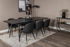 Venture Design AB Set za blagovanje s produžnim stolom 76x180x85 cm, stolica 57x76,5x50 cm, crna