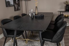 Venture Design AB Set za blagovanje s produžnim stolom 76x180x85 cm, stolica 57x76,5x50 cm, crna