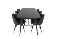 Venture Design AB Set za blagovanje s produžnim stolom 76x180x85 cm, stolica 57x76,5x50 cm, crna
