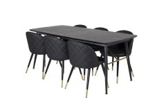 Venture Design AB Set za blagovanje s produžnim stolom 76x180x85 cm, stolica 57x76,5x50 cm, crna
