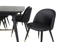Venture Design AB Set za blagovanje s produžnim stolom 76x180x85 cm, stolica 57x76,5x50 cm, crna