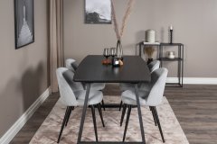 Venture Design AB Set za blagovanje Inca stol 75x160x85 cm stolica 57x76,5x50 cm crna svijetlosiva