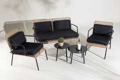 Venture Design AB Set sofa Dvosjed i fotelje 87x78x122 cm Crna