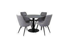 Venture Design AB Set za blagovanje Estelle, stol 106x75 cm, stolica 66x88,5x50 cm, crna