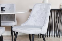 Venture Design AB Set za blagovanje Estelle stol 106x75 cm stolica 66x88,5x50 cm bijela siva