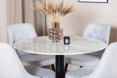Venture Design AB Set za blagovanje Estelle stol 106x75 cm stolica 66x88,5x50 cm bijela siva