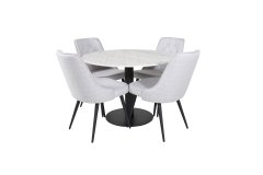 Venture Design AB Set za blagovanje Estelle stol 106x75 cm stolica 66x88,5x50 cm bijela siva
