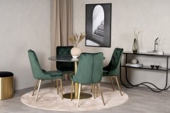 Venture Design AB Set za blagovanje Estelle stol 106x75 cm stolica 66x88,5x50 cm tamnosiva zelena