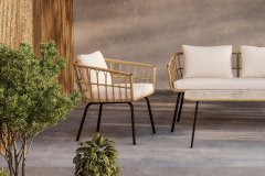 Venture Design AB Set za dnevni boravak 2 fotelje, sofa, stol, stol 95x50x45 cm, crni