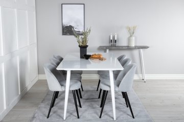 Venture Design AB Set blagovaonskog stola i stolica Polar 75x180x90 cm Bijela Svijetlo siva