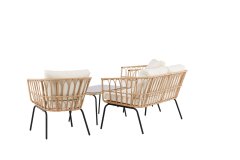 Venture Design AB Set za dnevni boravak 2 fotelje, sofa, stol, stol 95x50x45 cm, crni