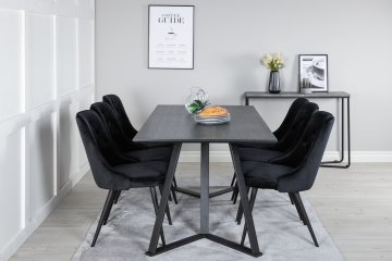 Venture Design AB Set blagovaonskog stola i stolica Marina, stol 75x180x90 cm, stolica 66x88,5x50 cm, crna